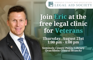 Eric offers free legal advice and guidance to veterans at the Seminole County Public Library (Jean Rhein Central Branch)