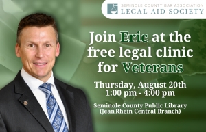 Eric offers free legal advice and guidance to veterans at the Seminole County Public Library (Jean Rhein Central Branch)