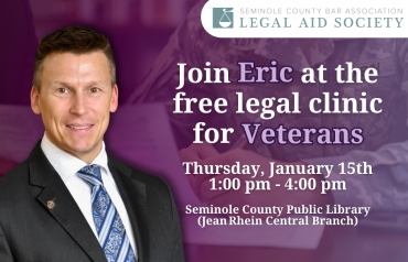 Eric offers free legal advice and guidance to veterans at the Seminole County Public Library (Jean Rhein Central Branch)