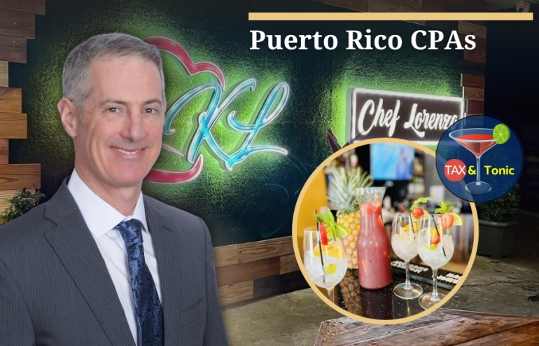Gary meets with CPAs and financial professionals in Puerto Rico to discuss the latest developments and trends in tax law for &quot;Tax &amp; Tonic: Practical advice for sophisticated CPAs&quot; at Chef Lorenzo Restaurant in Puerto Rico, Aguadilla